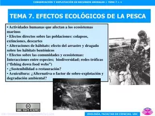 TEMA 7. EFECTOS ECOLÓGICOS DE LA PESCA