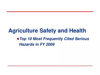Agriculture Safety and Health