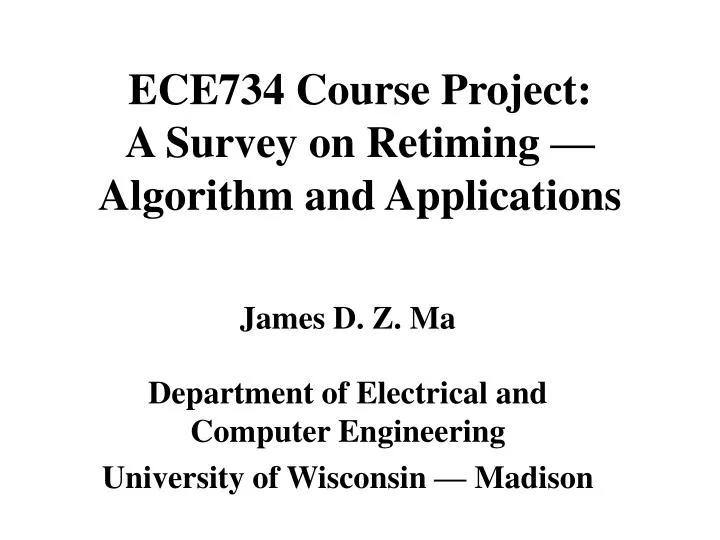 ece734 course project a survey on retiming algorithm and applications
