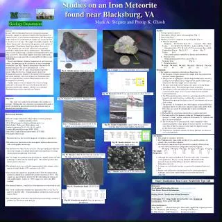 Studies on an Iron Meteorite found near Blacksburg, VA
