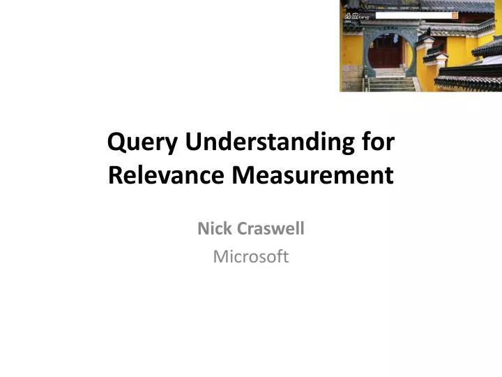 query understanding for relevance measurement