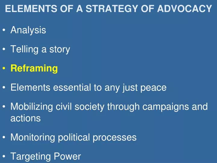 elements of a strategy of advocacy