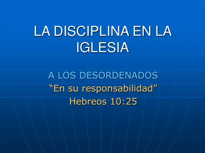 la disciplina en la iglesia
