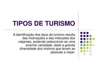 TIPOS DE TURISMO