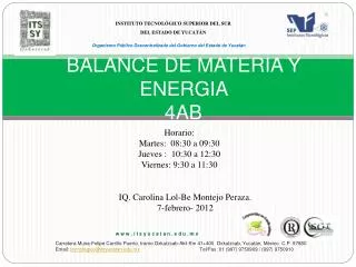 BALANCE DE MATERIA Y ENERGIA 4AB