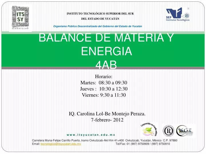 balance de materia y energia 4ab
