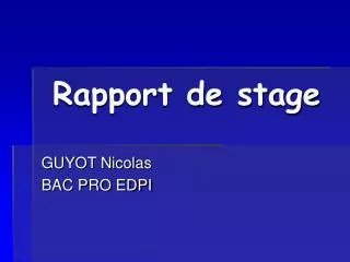 Rapport de stage