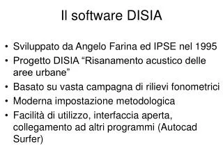 Il software DISIA