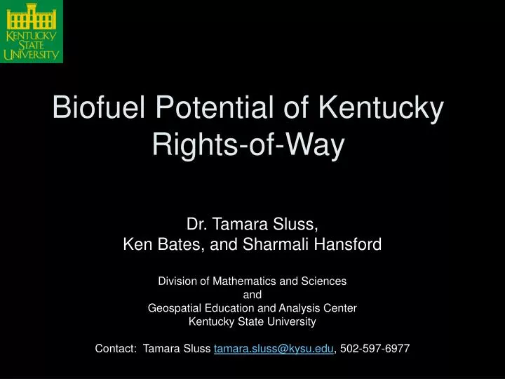 biofuel potential of kentucky rights of way