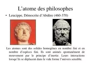 l atome des philosophes