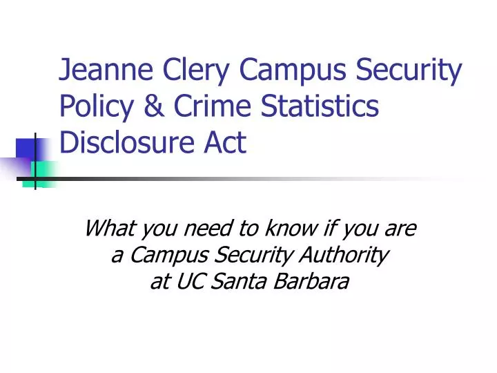 jeanne clery campus security policy crime statistics disclosure act