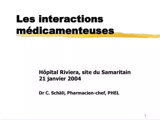 les interactions m dicamenteuses