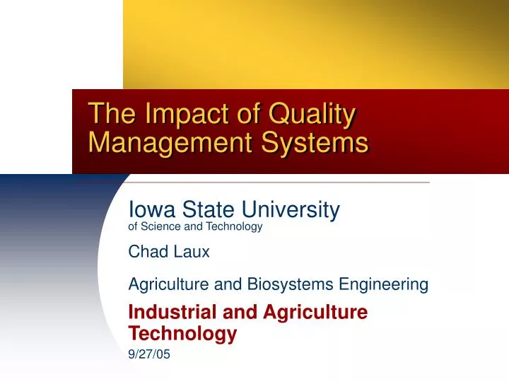 the impact of quality management systems