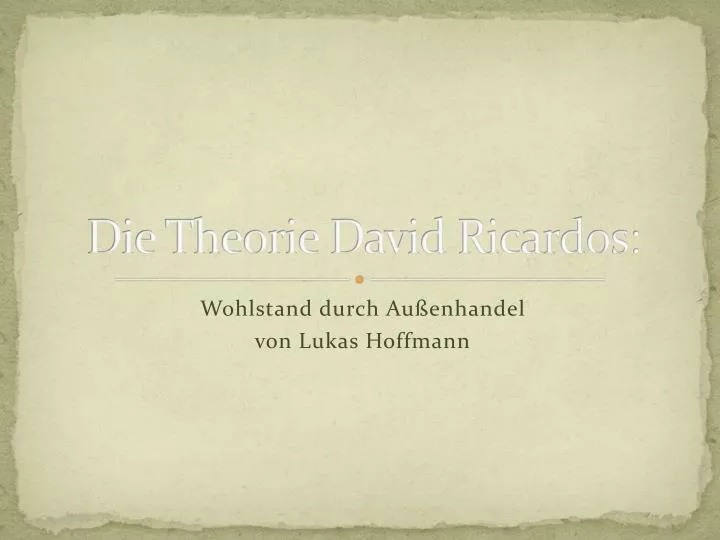 die theorie david ricardos