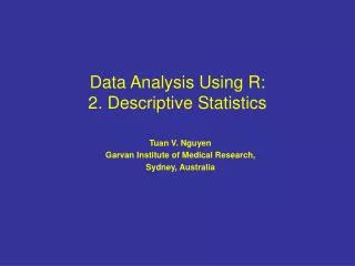 Data Analysis Using R: 2. Descriptive Statistics