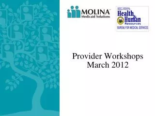 Provider Workshops March 2012