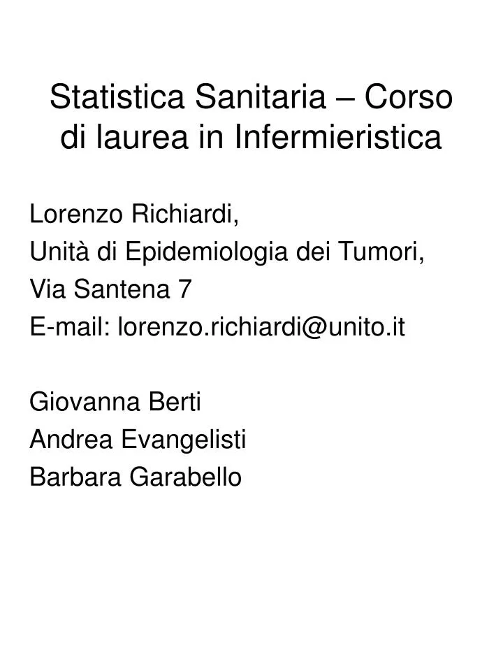 statistica sanitaria corso di laurea in infermieristica