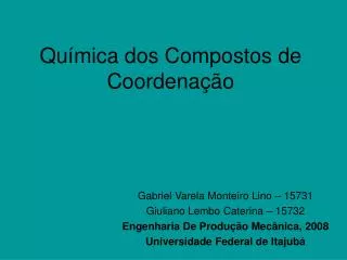 qu mica dos compostos de coordena o