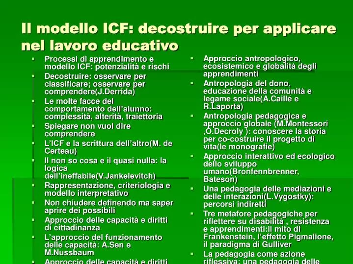 il modello icf decostruire per applicare nel lavoro educativo