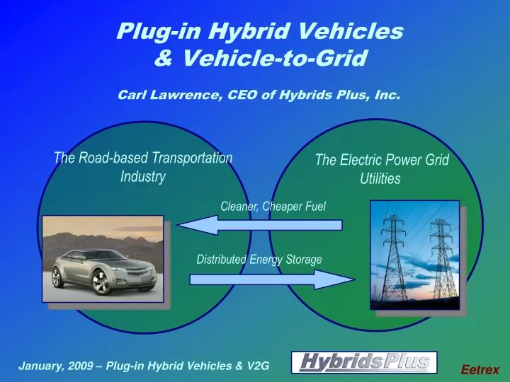 plug in hybrid vehicles vehicle to grid carl lawrence ceo of hybrids plus inc