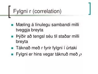 Fylgni r (correlation)
