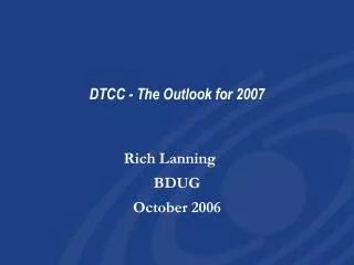 DTCC - The Outlook for 2007
