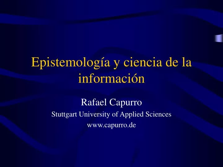 epistemolog a y ciencia de la informaci n
