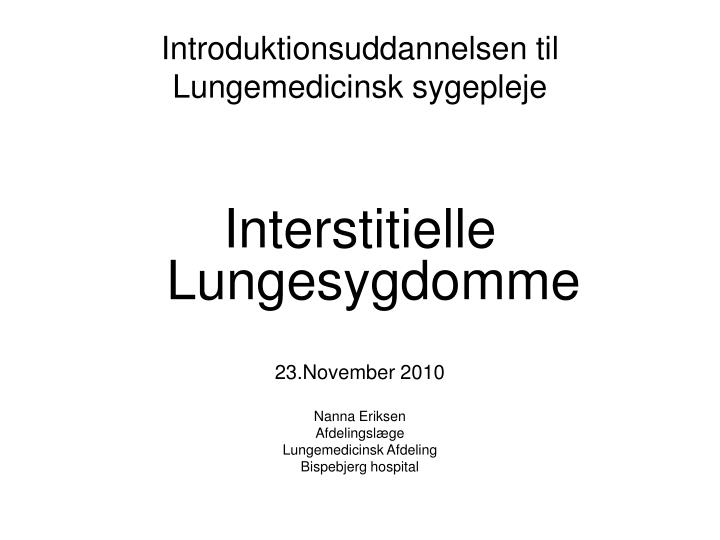 introduktionsuddannelsen til lungemedicinsk sygepleje