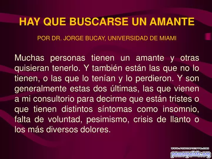 hay que buscarse un amante por dr jorge bucay universidad de miami