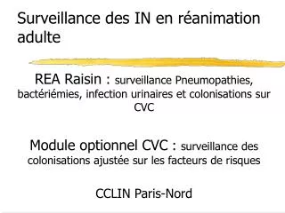 surveillance des in en r animation adulte