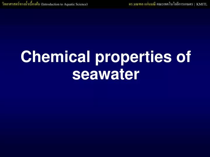chemical properties of seawater