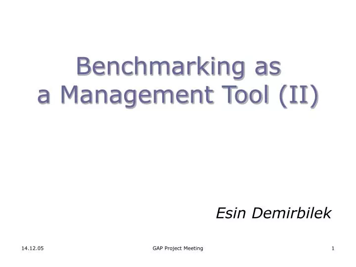 benchmarking as a management tool ii