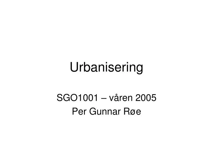 urbanisering