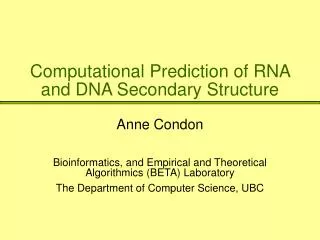 Computational Prediction of RNA and DNA Secondary Structure