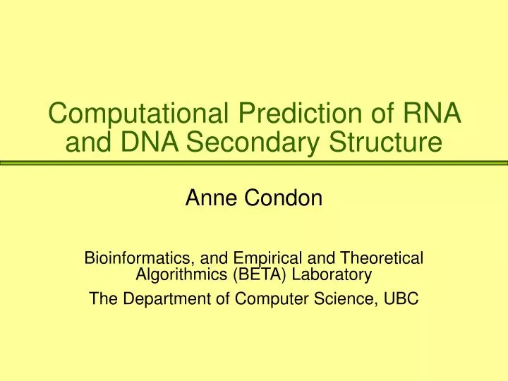 computational prediction of rna and dna secondary structure