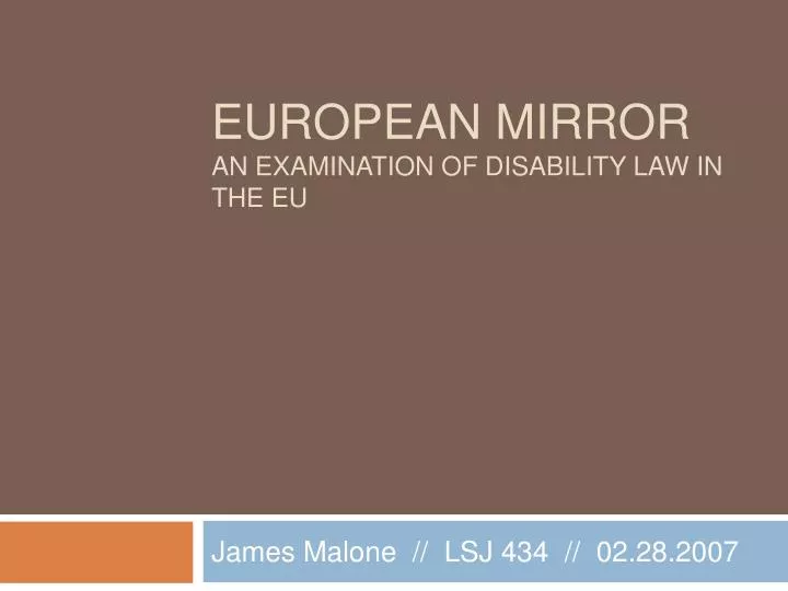 european mirror an examination of disability law in the eu