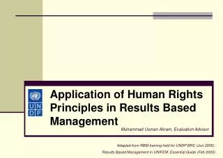 Application of Human Rights Principles in Results Based Management