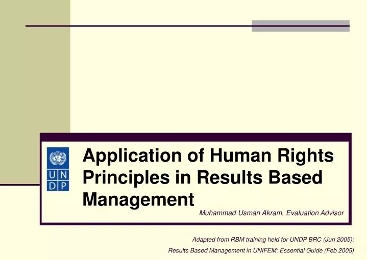 application of human rights principles in results based management