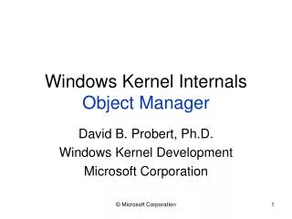 Windows Kernel Internals Object Manager