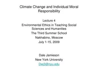 Climate Change and Individual Moral Responsibility