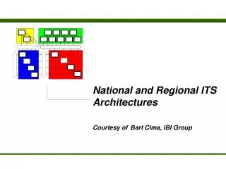National and Regional ITS Architectures Courtesy of Bart Cima, IBI Group