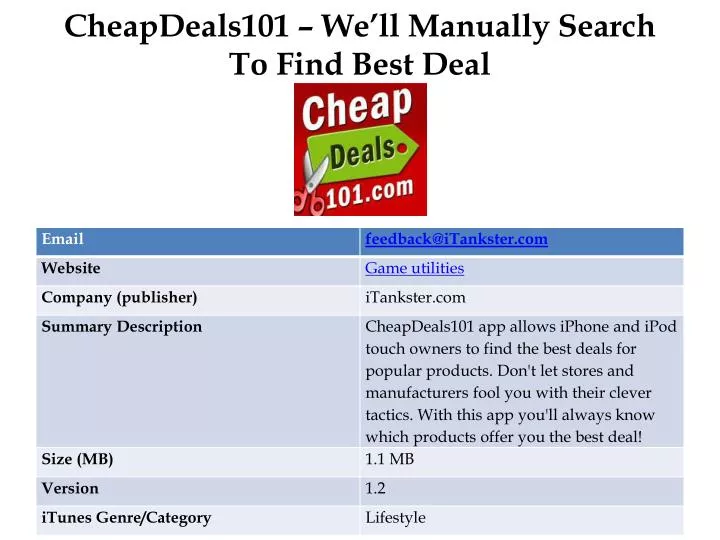 cheapdeals101 we ll manually search to find best deal