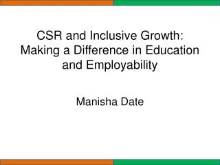 CSR and Inclusive Growth: Making a Difference in Education and Employability