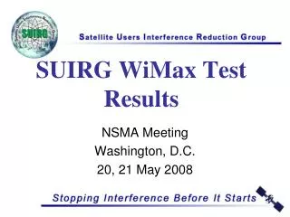 SUIRG WiMax Test Results