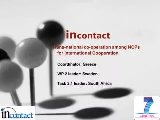 in contact Trans-national co-operation among NCPs for International Cooperation