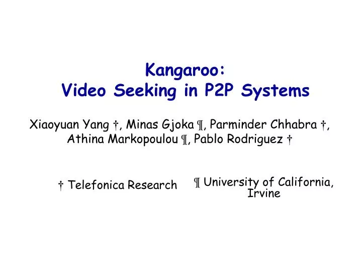 kangaroo video seeking in p2p systems
