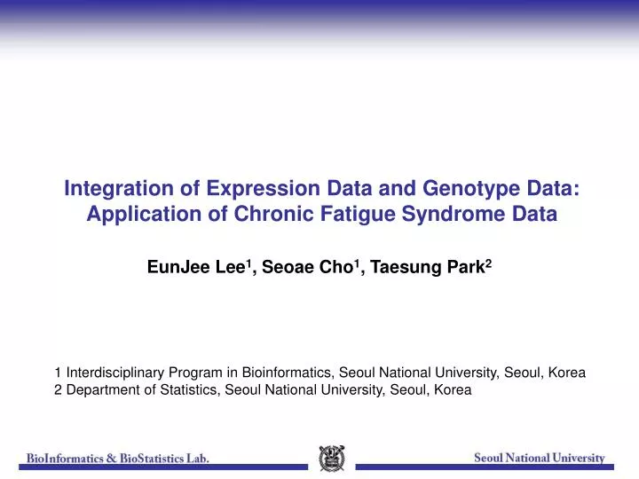integration of expression data and genotype data application of chronic fatigue syndrome data