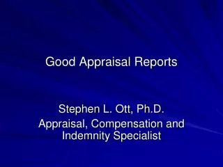 Good Appraisal Reports