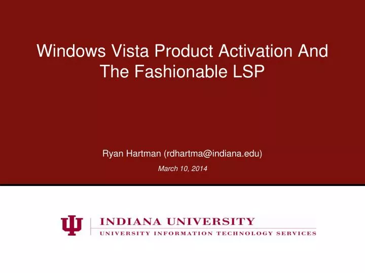 windows vista product activation and the fashionable lsp