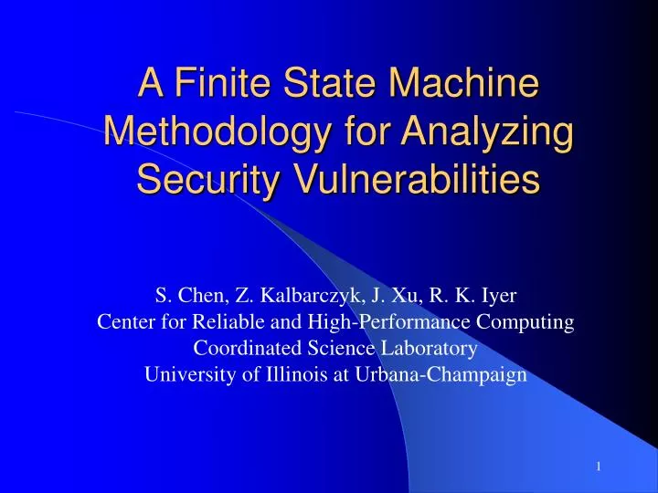 a finite state machine methodology for analyzing security vulnerabilities